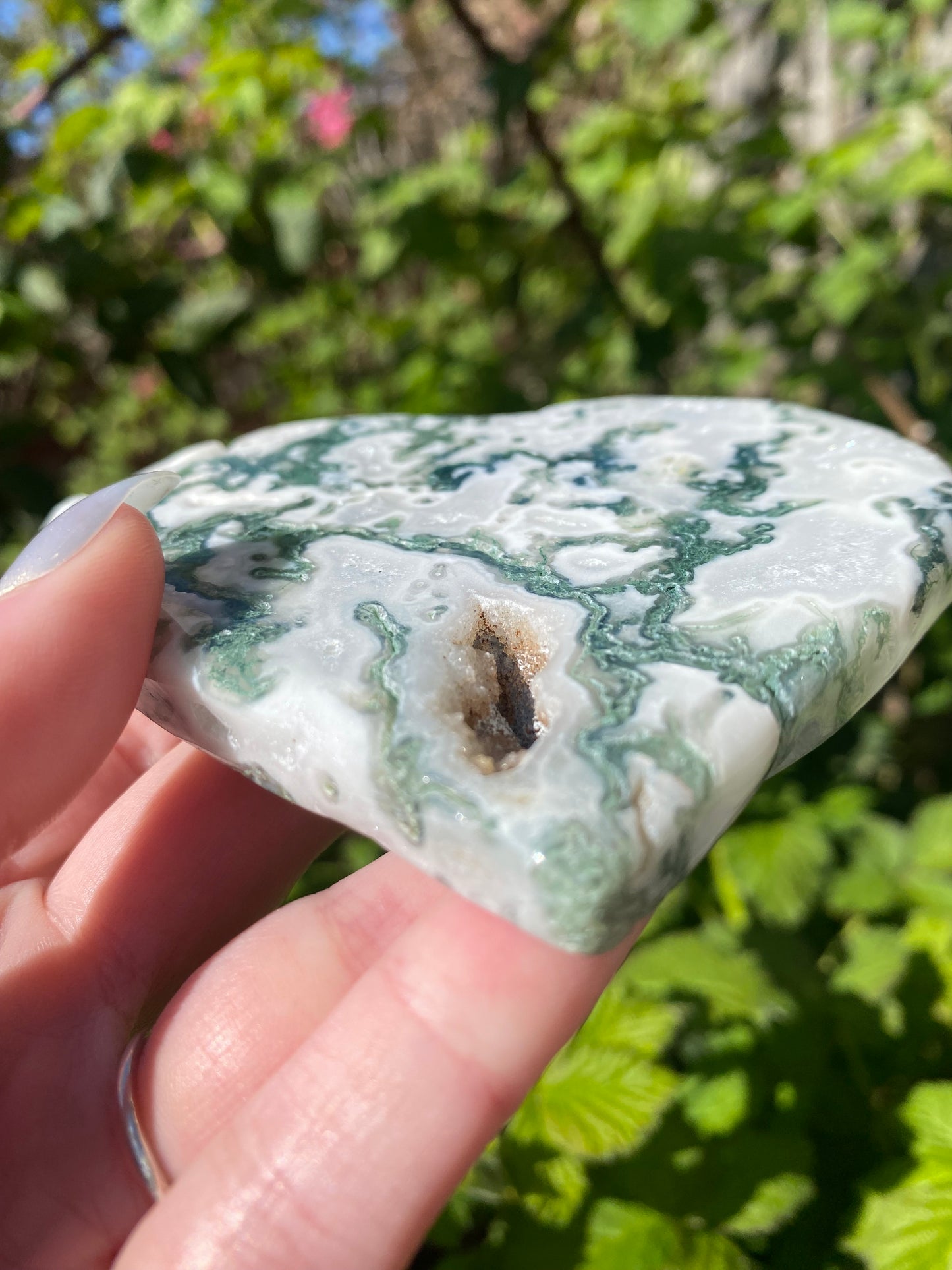 Moss Agate Heart Slab
