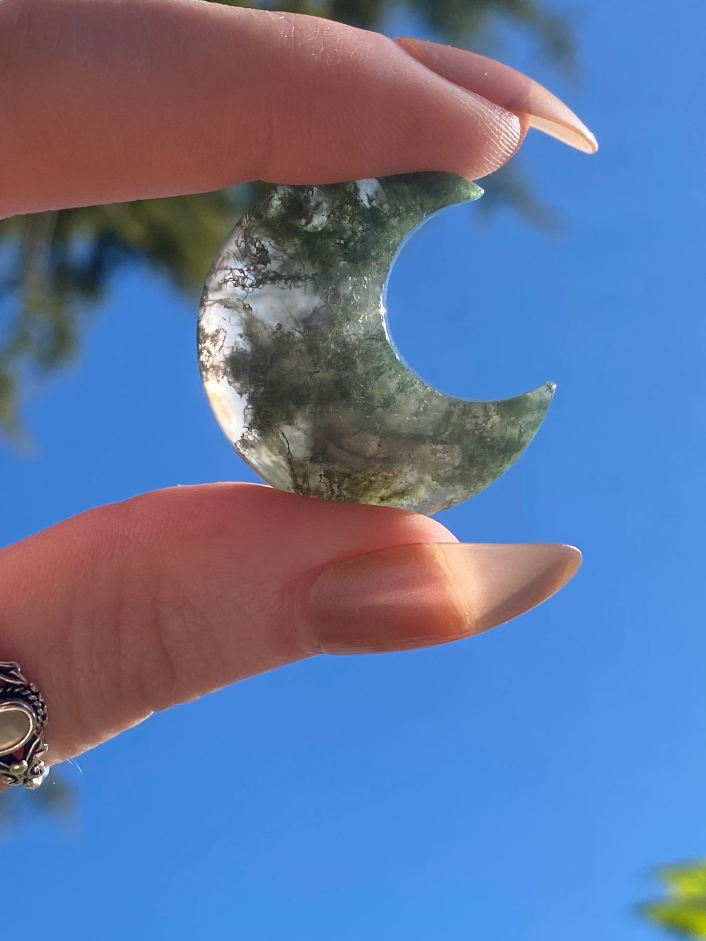 Moss Agate Mini Moon