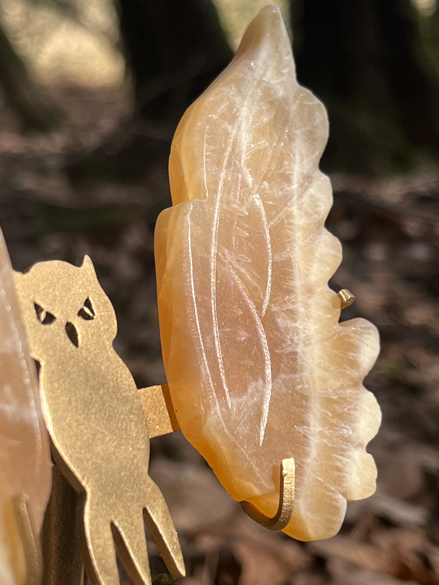 Orange Calcite Owl Wings