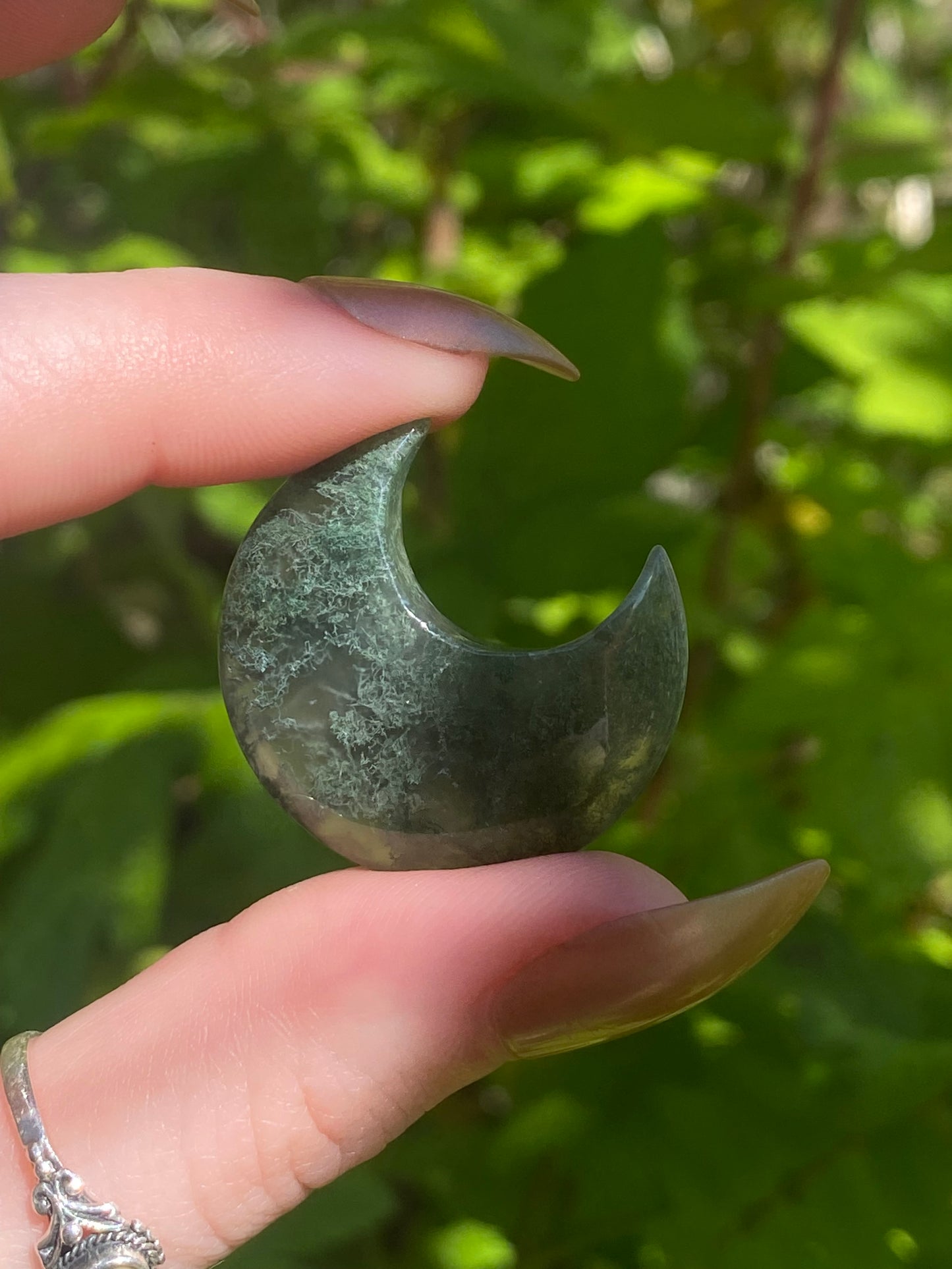 Moss Agate Mini Moon